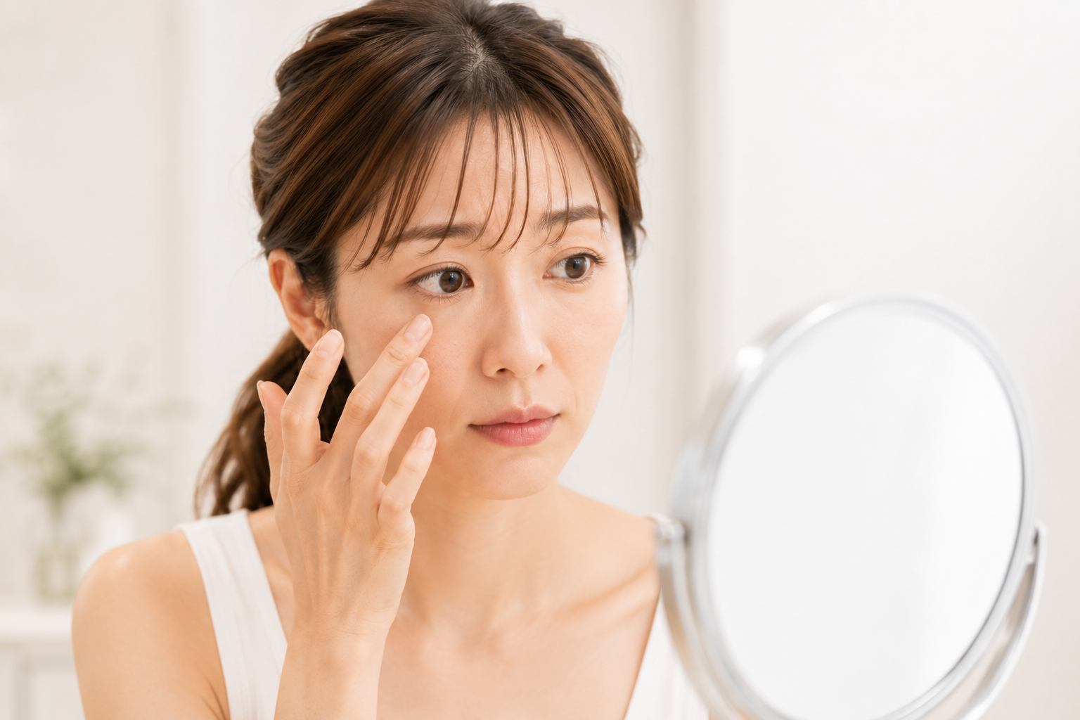 目の下のクマが気になる女性の目元